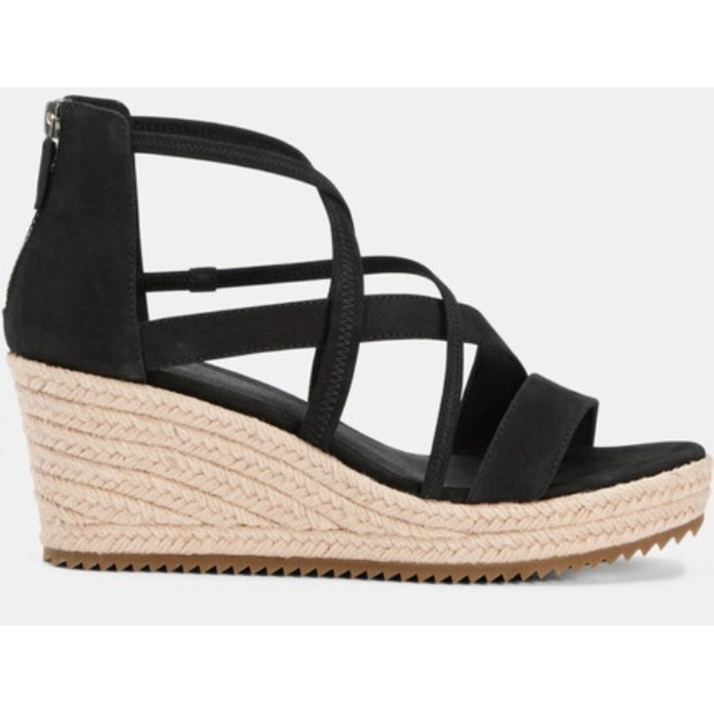 Eileen Fisher Wanda Black Nubuck Espadrille Wedge Sandals‎ Womens 10 WANDA-NB